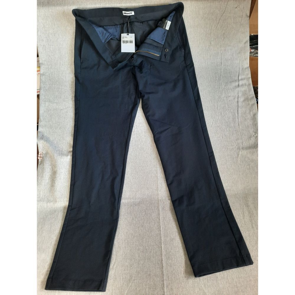 Brady Men's 34 Performance Structured Stretch Pants Navy Blue Cotton Rayon Blend